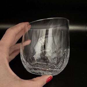 3 Angled Crackle wine glasses